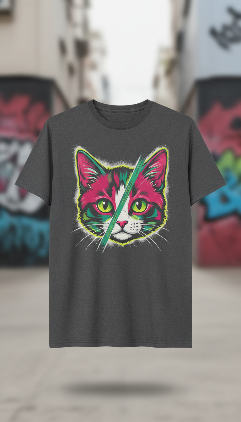 Cotton Tee With Electric Yellow Print